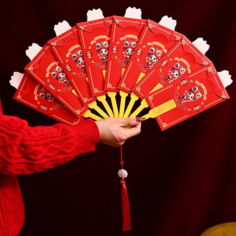 2026 Chinese New Year Red Envelope, Folding Fan Shape Hong Bao, Chinese Spring Festival Red Packets Funny Lucky Money Gift Envelopes Zodiac Horse HongBao for Wedding Birthday - Image 3